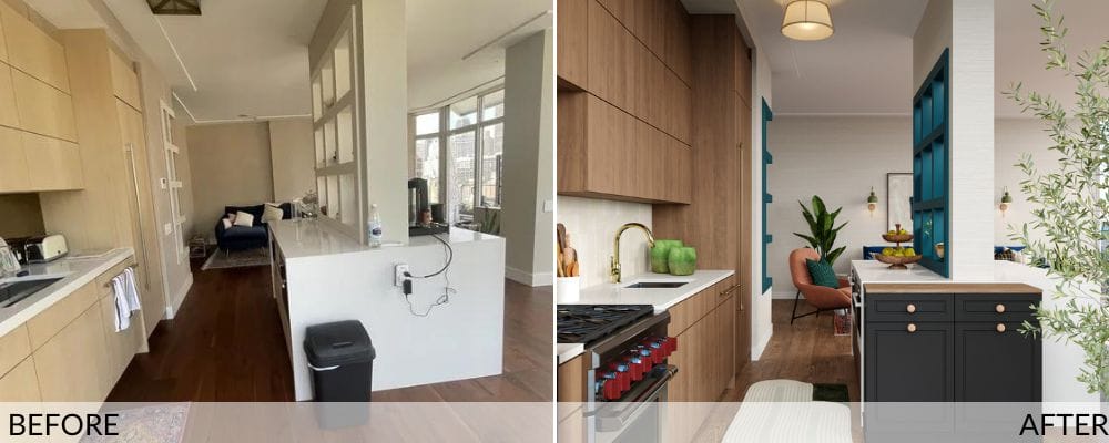 Eclectic apartment kitchen design before and after by Decorilla