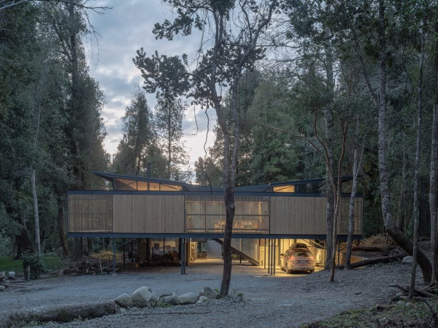 Facade of house in evening