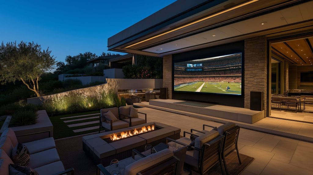 Modern Outdoor Entertainment Area by DECORILLA