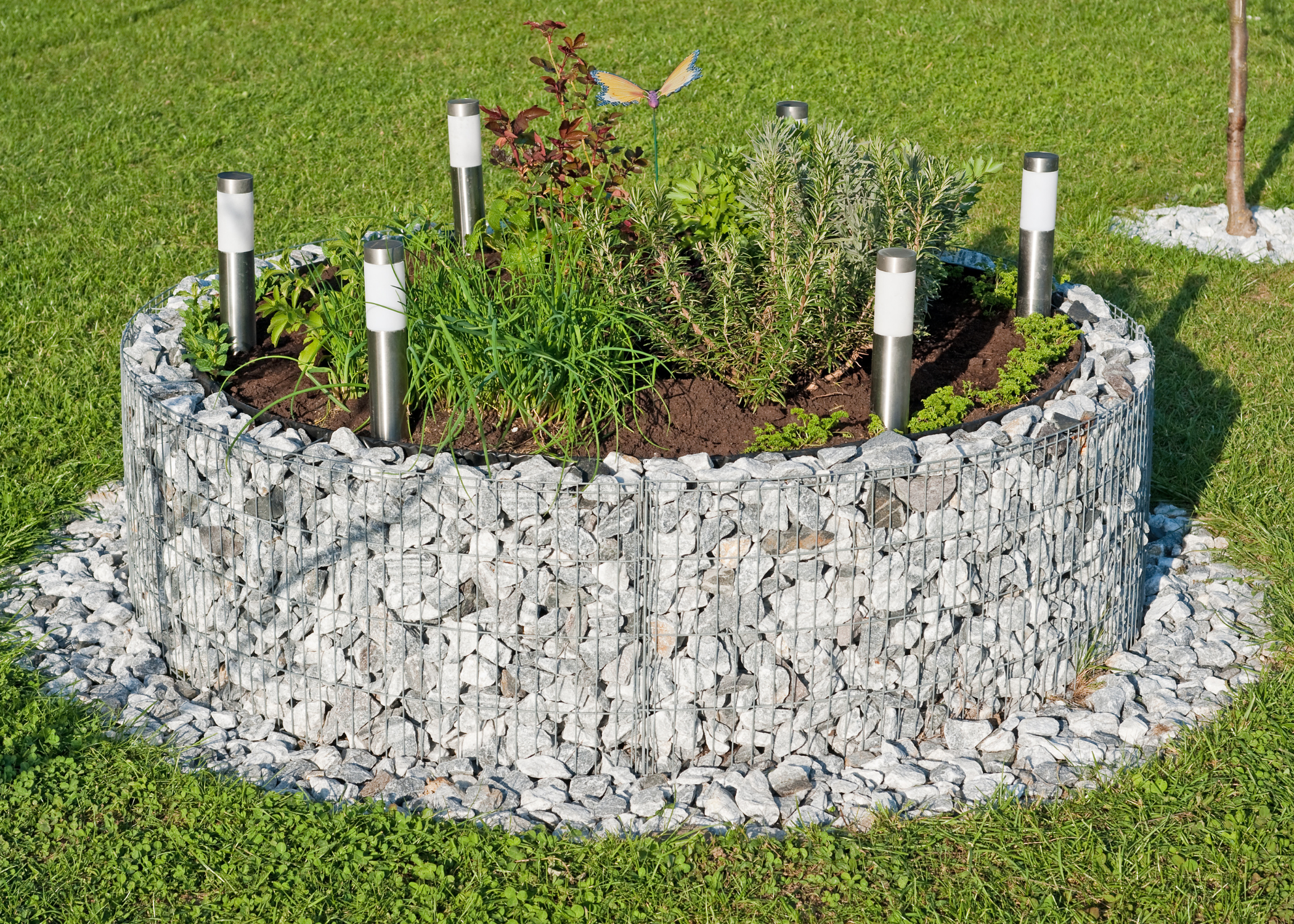 gabion wall around garden