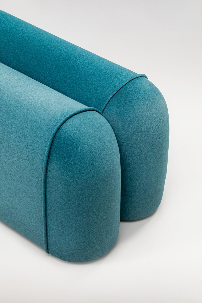 Detail of blue modular furniture