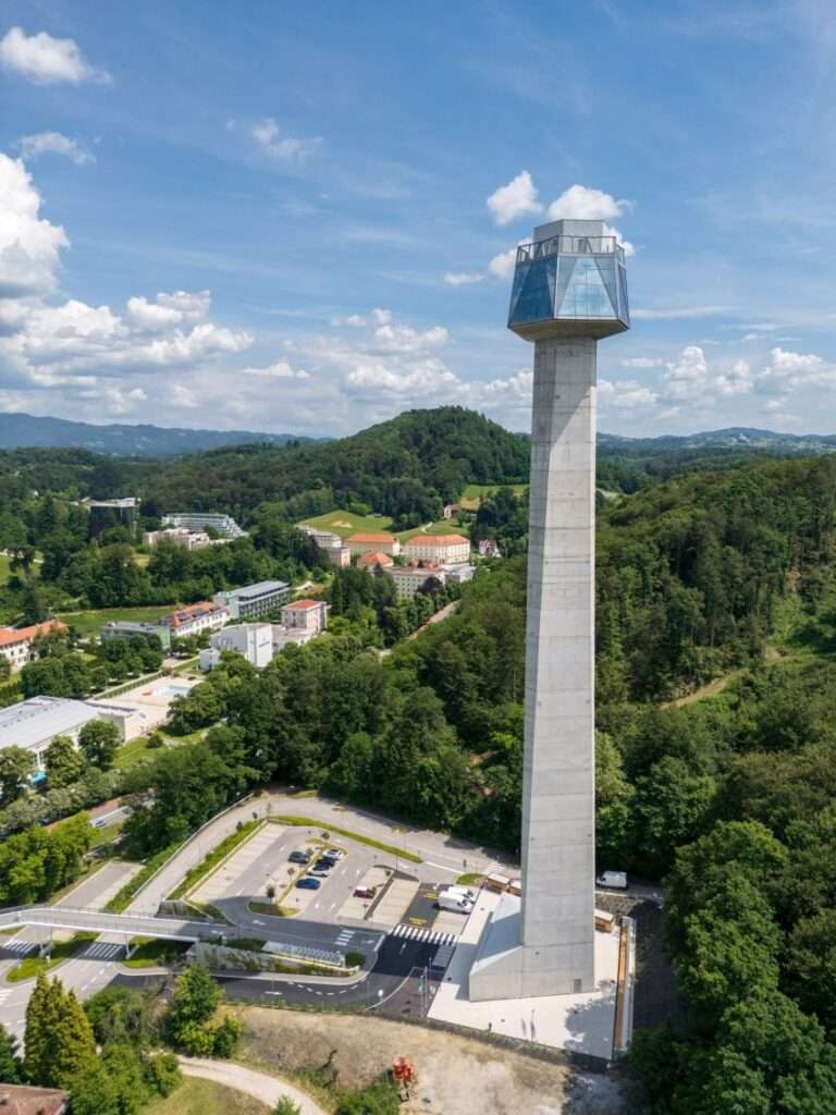 Crystalline cafe tops Kristal Observation Tower in Slovenia by Korpnik Produkcija