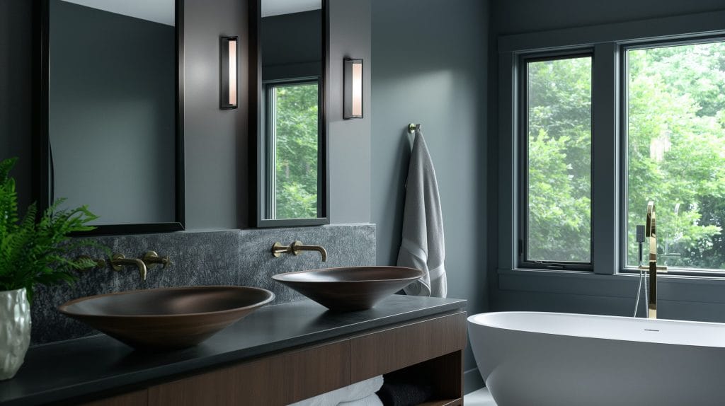 Dark Grey Bathroom Decor by Decorilla