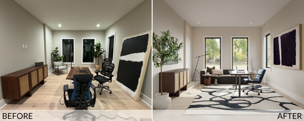 Home office before and after design by Decorilla