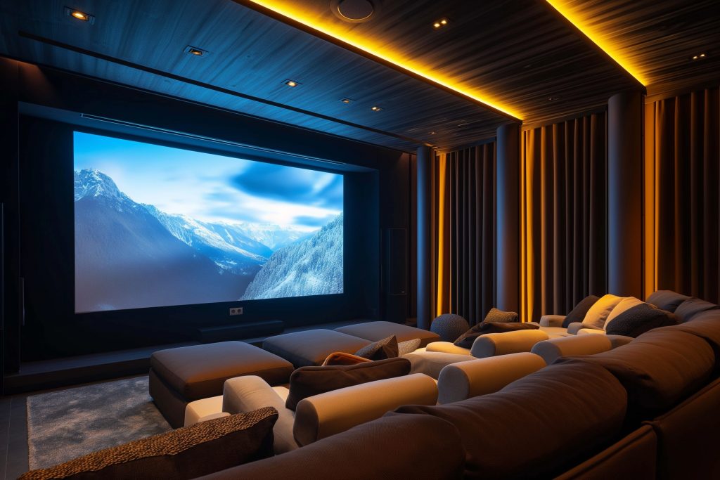 Home cinema, a home basement remodeling design by Decorilla