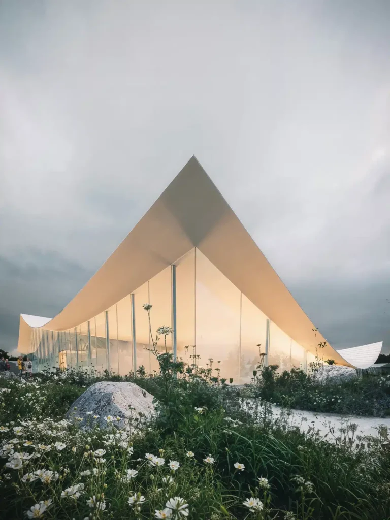 Museum of Paper Cleverly Designed With a Roof That Looks Like a Sheet of Folded Paper