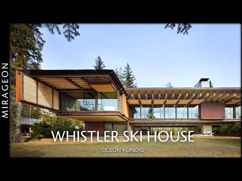 Rustic Boreal Forest Residence Connected by a Glass Bridge | Whistler Ski House