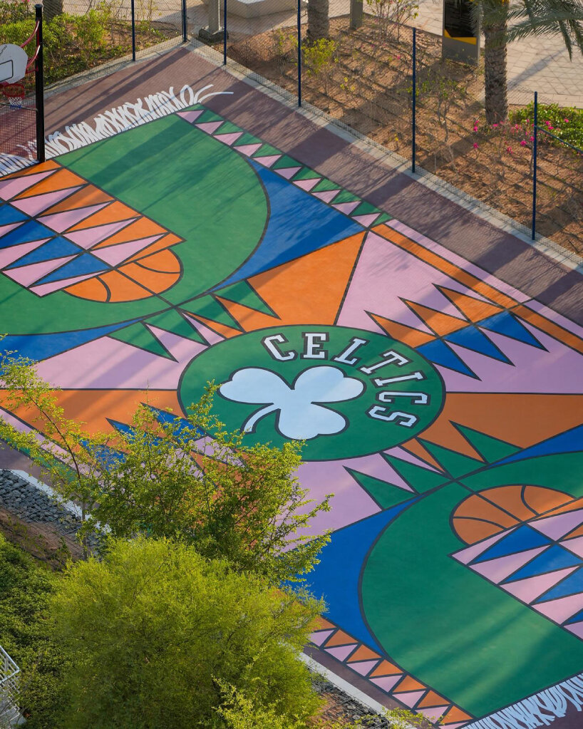 shoot hoops on a middle eastern rug at katrien vanderlinden’s basketball court in abu dhabi