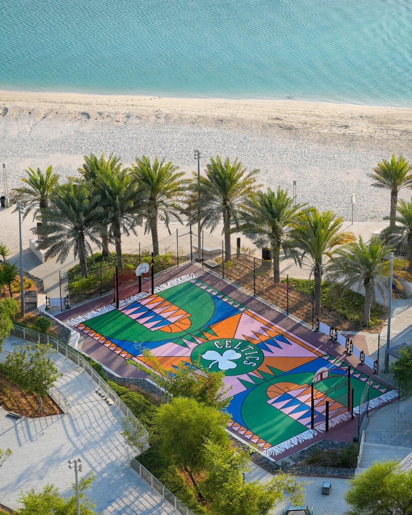 shoot hoops on a middle eastern rug at katrien vanderlinden’s basketball court in abu dhabi