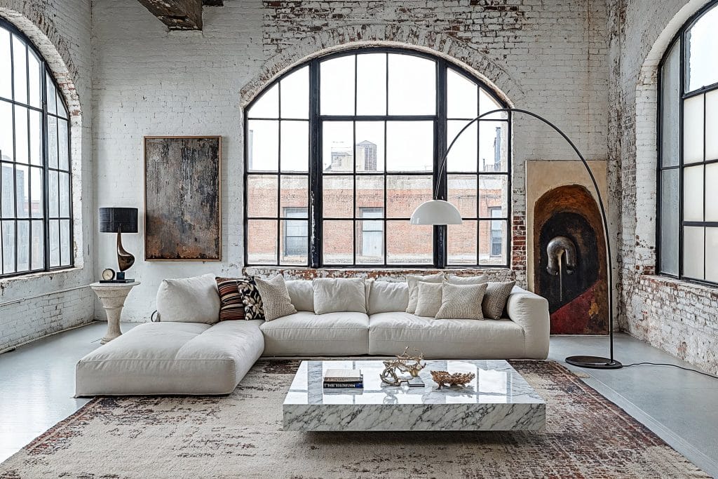 Rustic industrial chic style loft by Decorilla