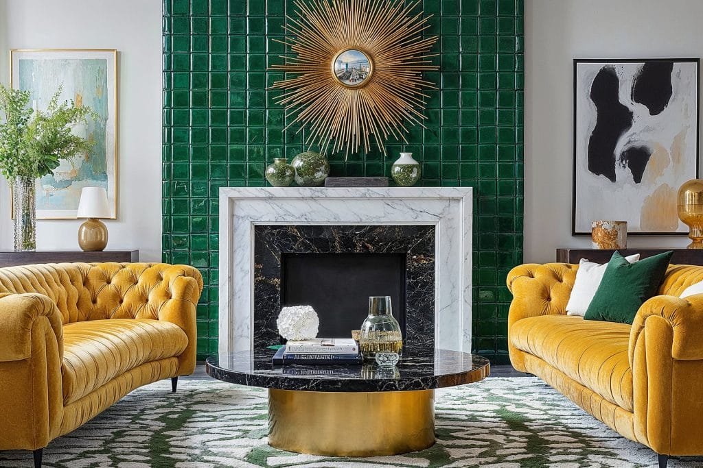 Bold geometric patterns and metallic accents define Art Deco interior design by Decorilla