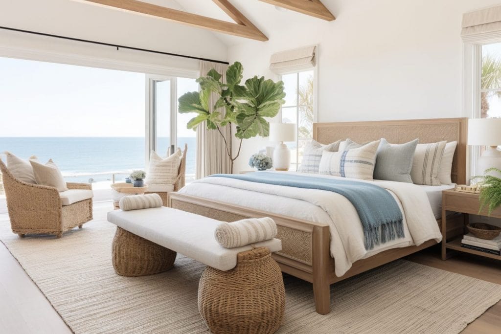 Neutral bedroom ideas highlight the beauty of minimal coastal design by Decorilla