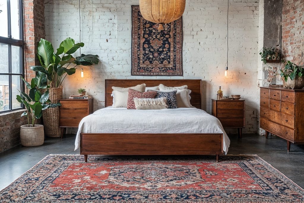 Industrial mid century bedroom style by DECORILLA