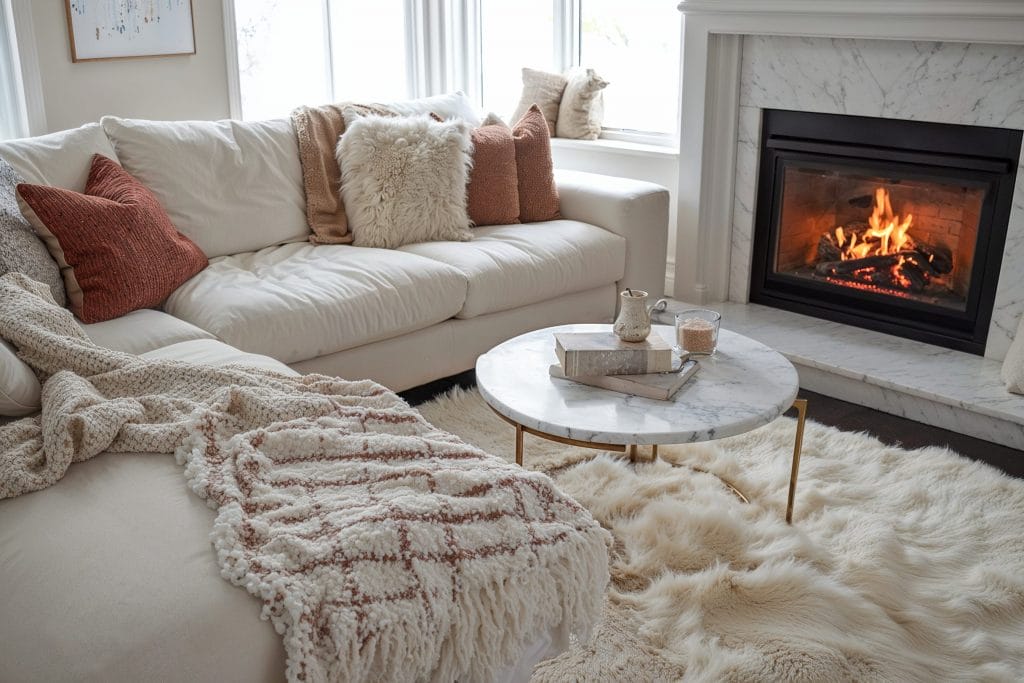 Texture galore in a Scandi living room by Decorilla