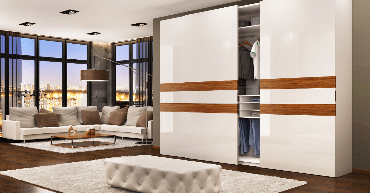 Large modern sliding door for closet.