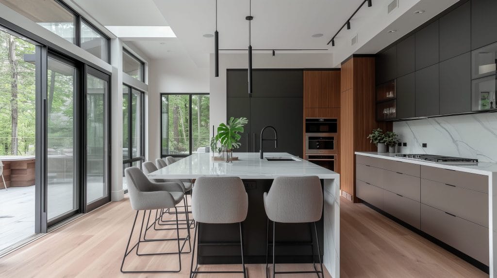 Modern kitchen with base cabinets painted in Benjamin Moore color of the year 2025 by DECORILLA