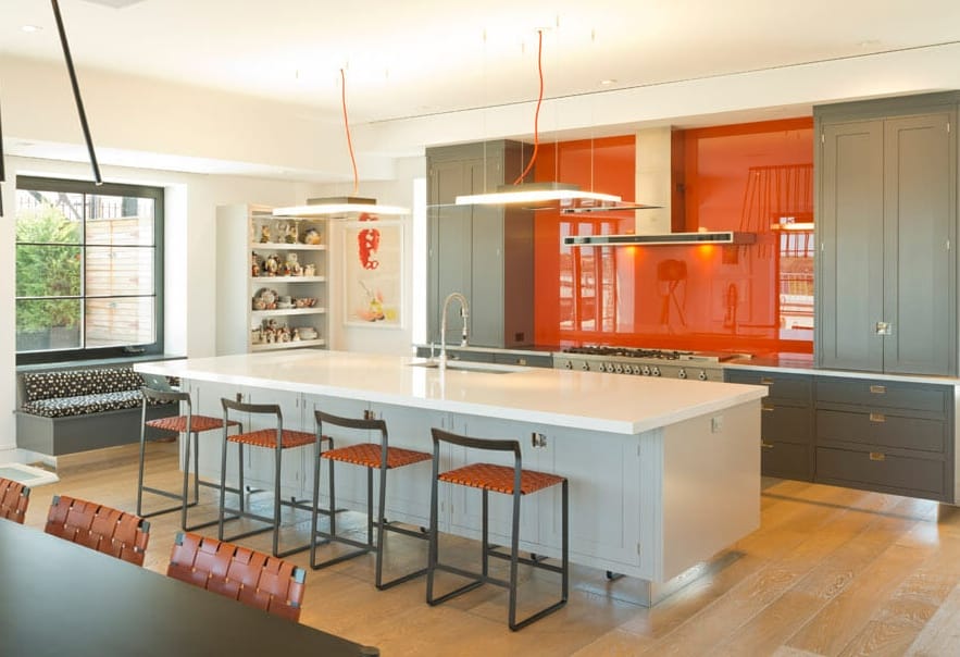 Contemporary orange kitchen design by DECORILLA designer, Susan W.