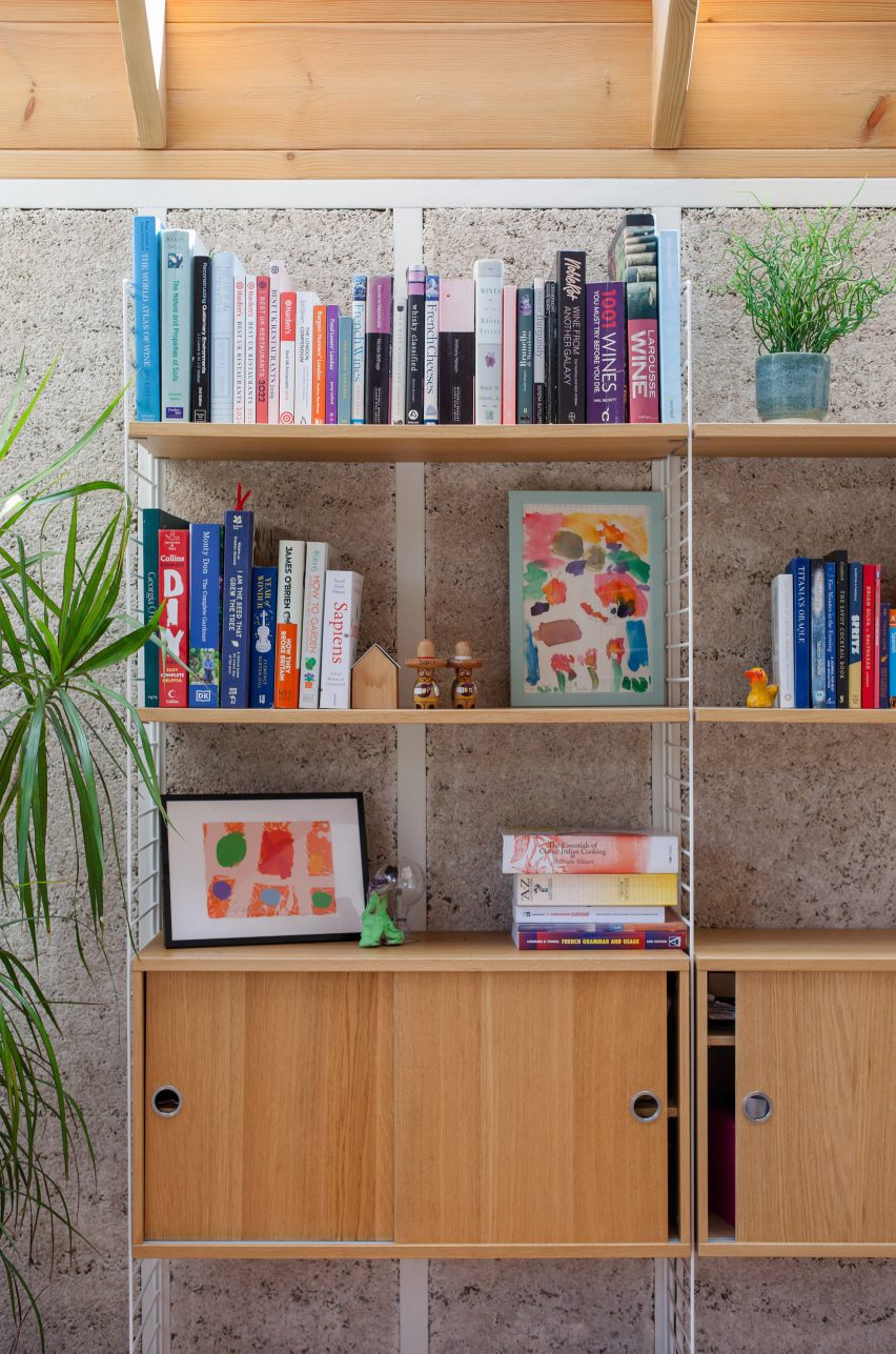 Hempcrete wall inside Hemp House extension by Nimtim Architects