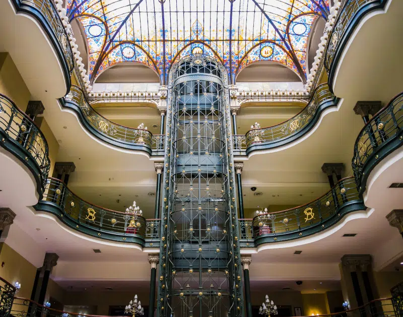 Art Nouveau details of lobby of Gran Hotel de la Ciudad de Mexico