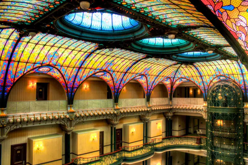 Art Nouveau details of lobby of Gran Hotel de la Ciudad de Mexico