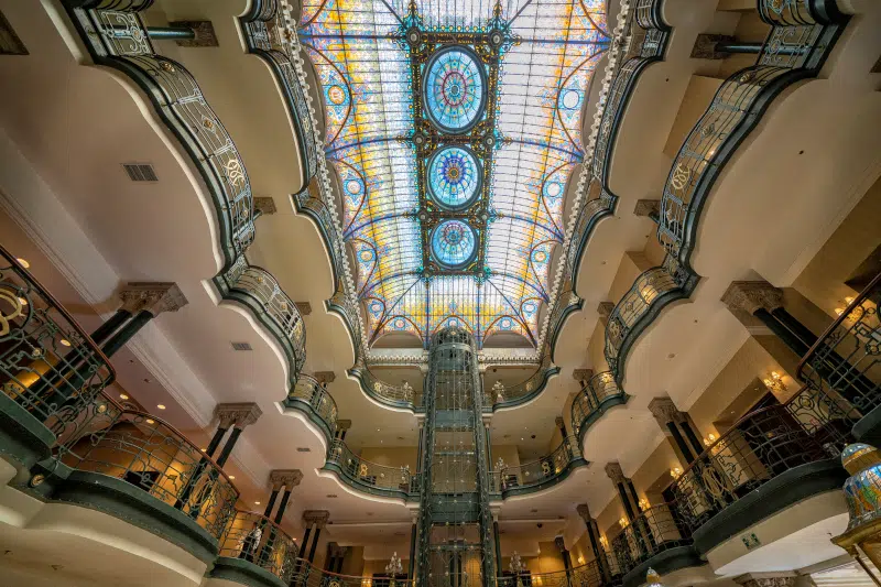 Art Nouveau details of lobby of Gran Hotel de la Ciudad de Mexico