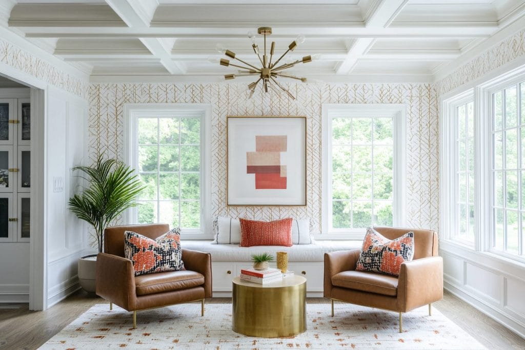Custom layout and curated decor in a contemporary eclectic living room by Decorilla
