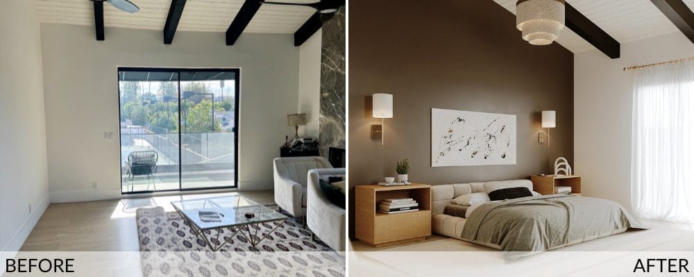 Bedroom before and after design by Decorilla