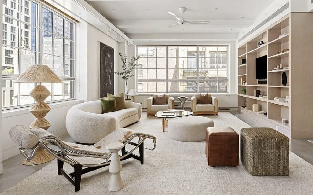 Modern loft living room by Decorilla designer Leanna S. 