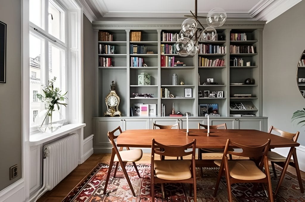 Dining room library by Decorilla designer Sarah R.