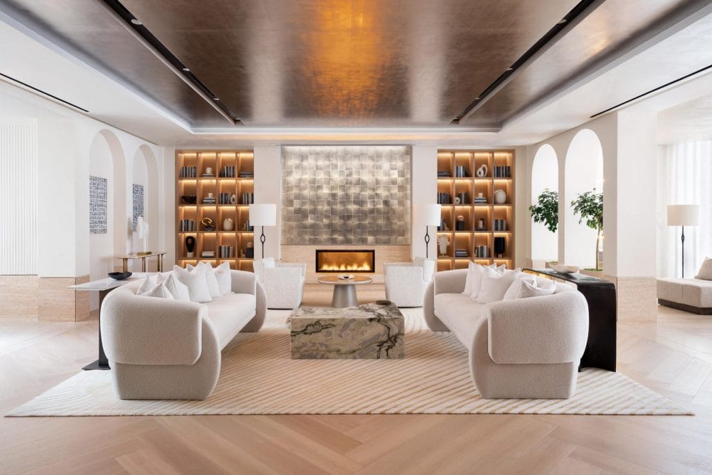 Modern living room with interior texture by DECORILLA designer Molly I