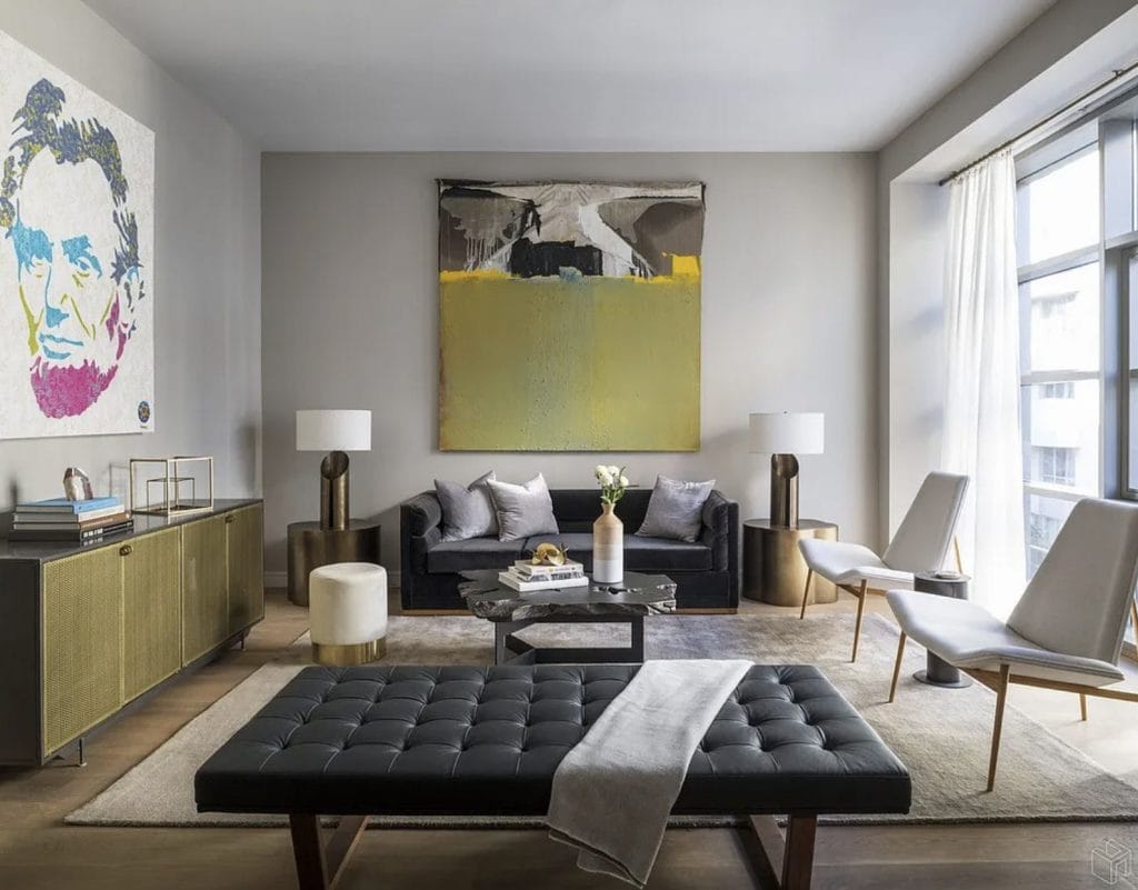 Modern glam sitting room by Decorilla designer, Leanna S. 