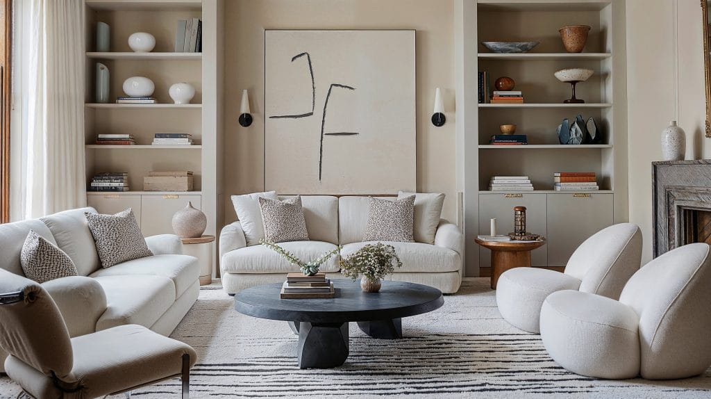 Contemporary sitting room shelving by DECORILLA