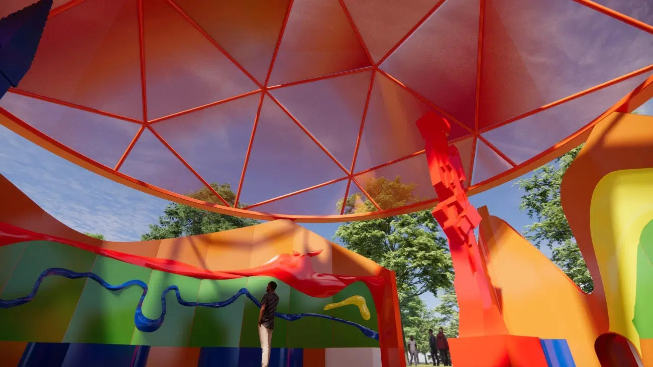 Render of the proposed Serpentine Play designed by Peter Cook