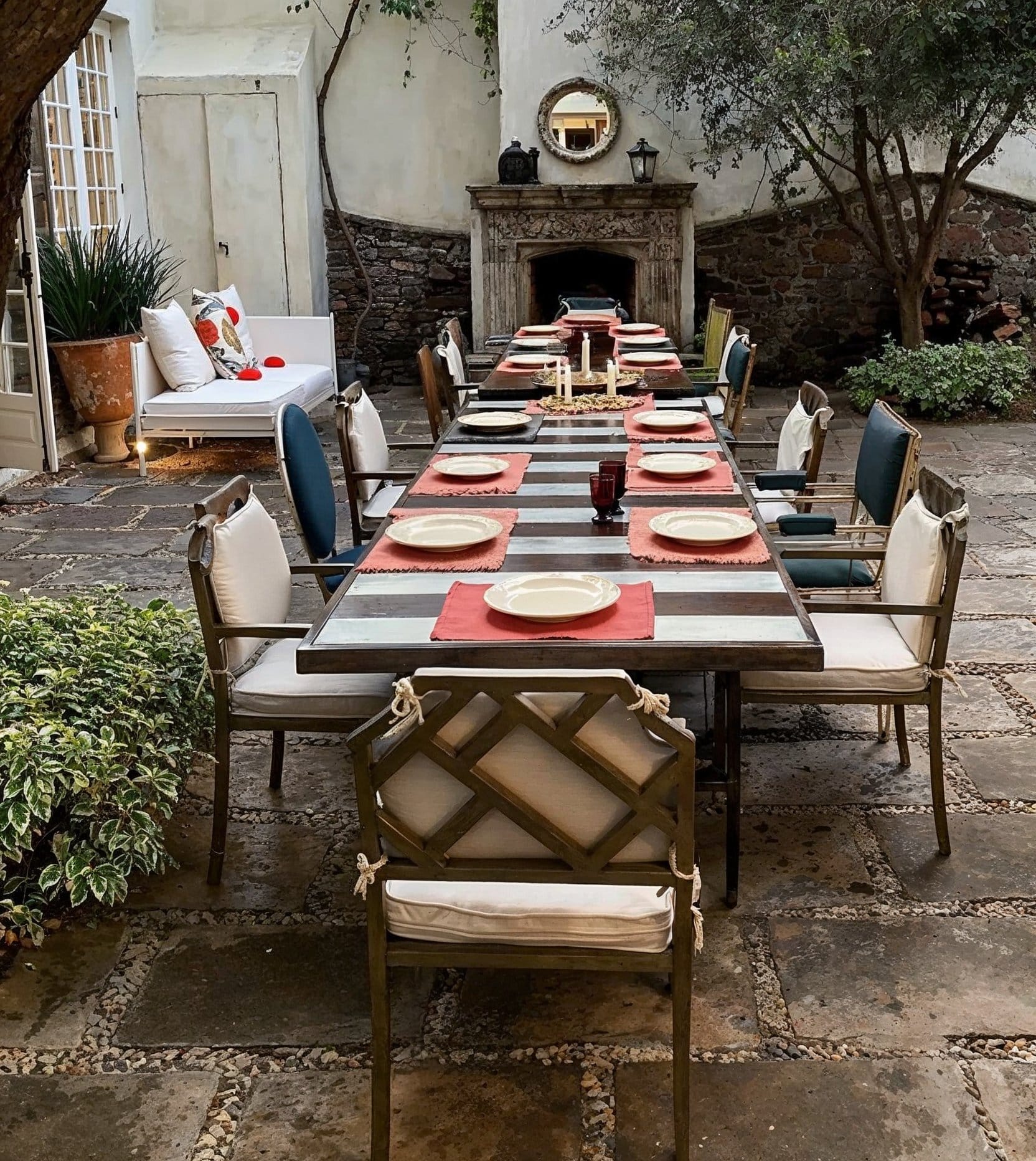 Eclectic outdoor dining furniture by Decorilla designer Sarah R.