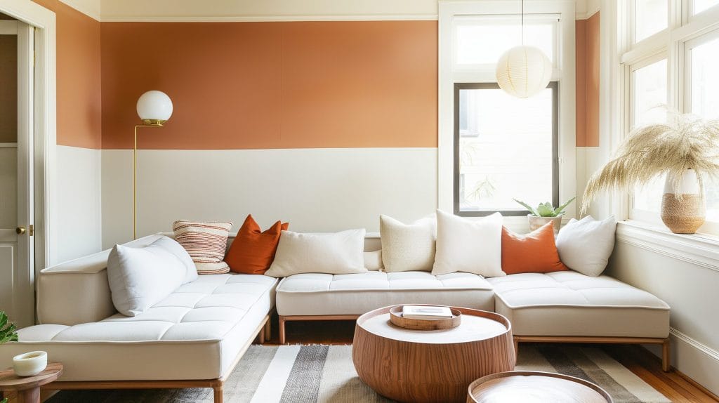 Terracotta living room interior—colors that increase home value, by Decorilla 