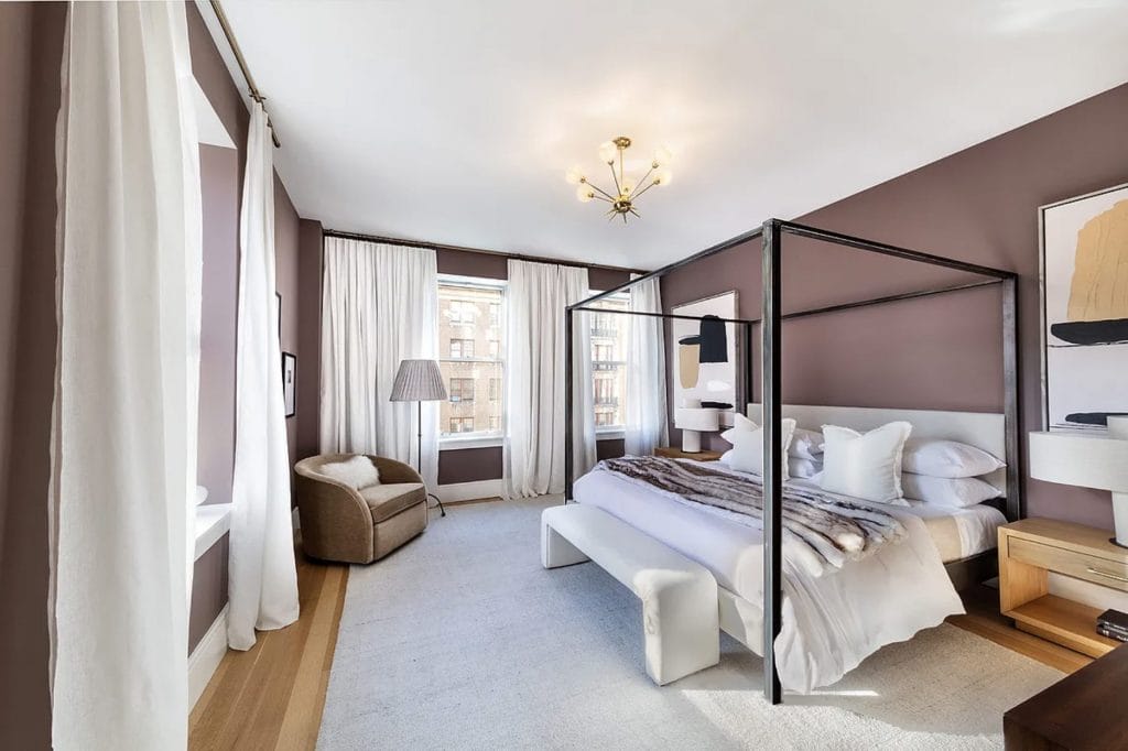 Mauve bedroom colors that increase home value, by Decorilla designer, Leanna S.
