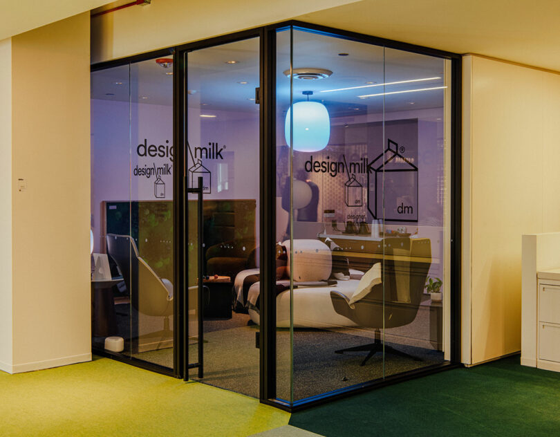 Modern glass-walled office with 