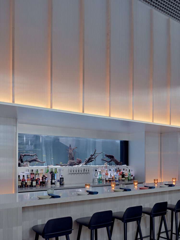 translucent curtains drape over polycarbonate walls at nin hao restaurant in brooklyn