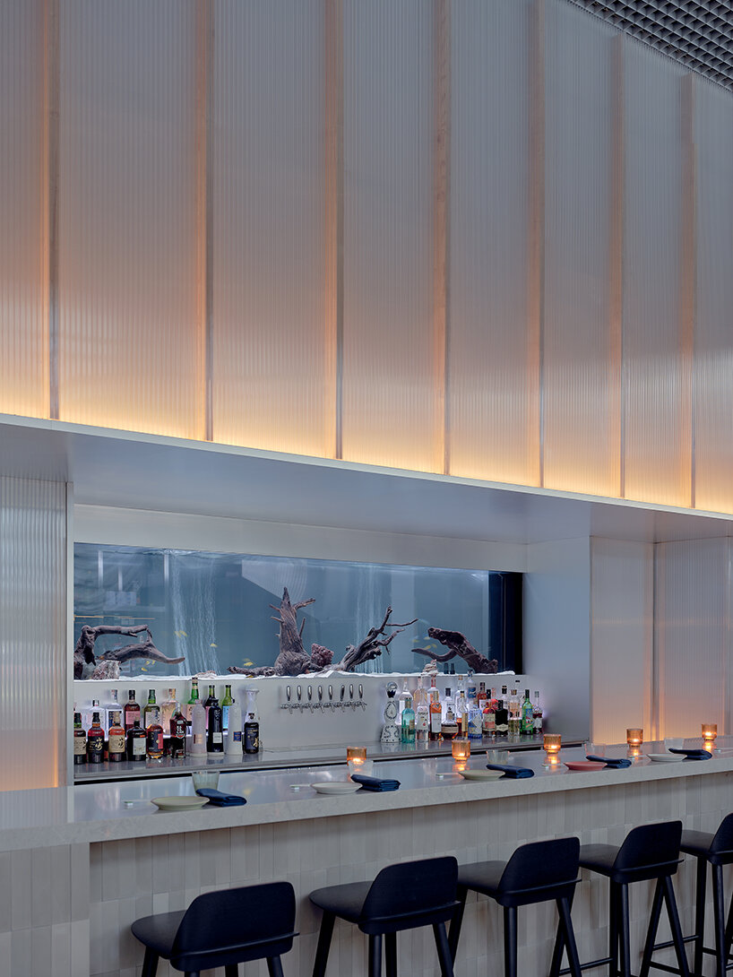 translucent curtains drape over polycarbonate walls at nin hao restaurant in brooklyn