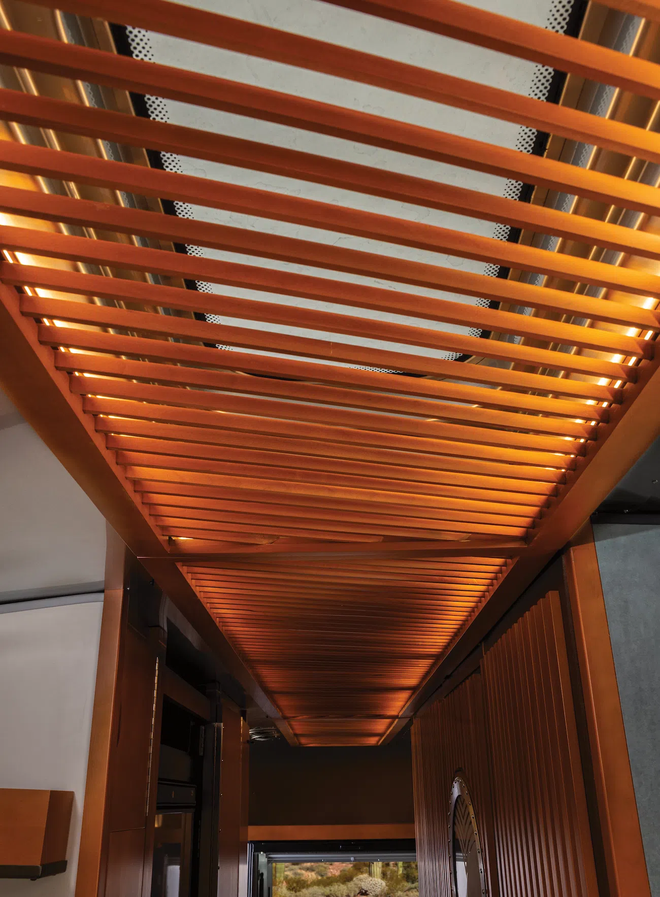 Ceiling detail in Frank Lloyd Wright Usonian Travel Trailer with Airstream