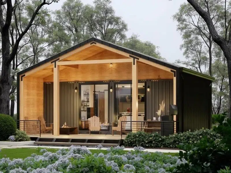 Rustic One Story Cabin With Porch Amazon Tiny Home Kit