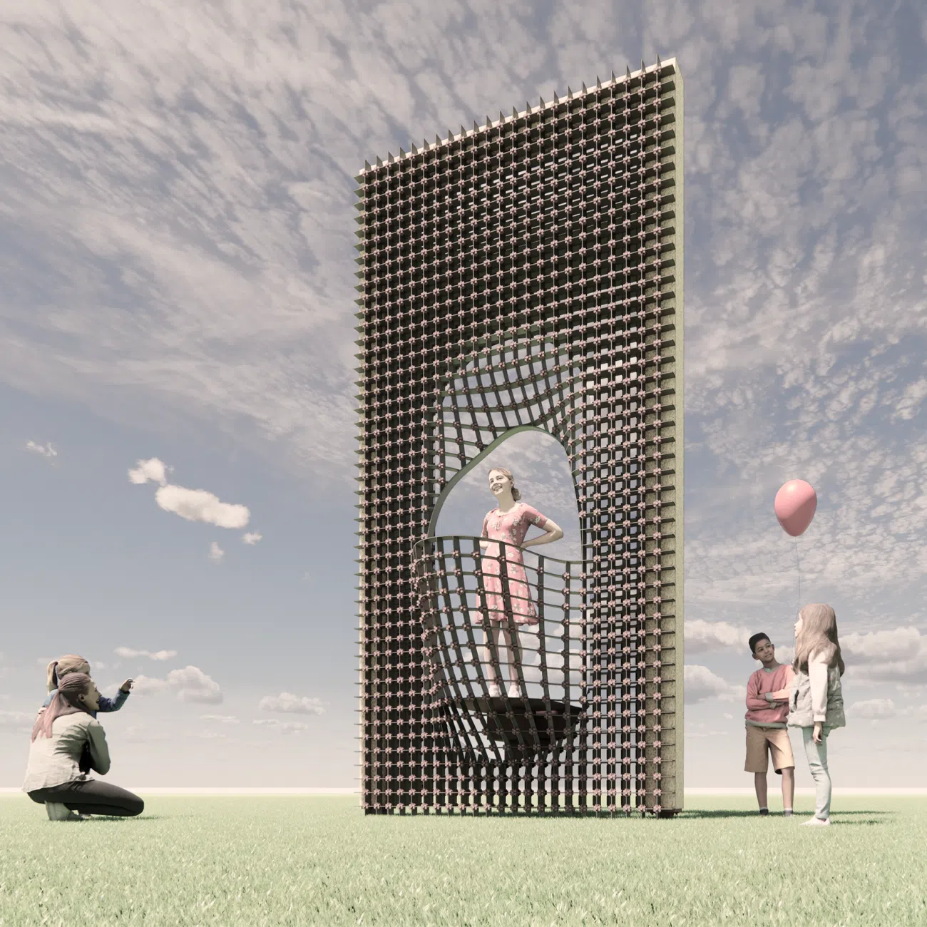 Render of Moreless Architects' Wall of Public Life at the Seoul Biennale