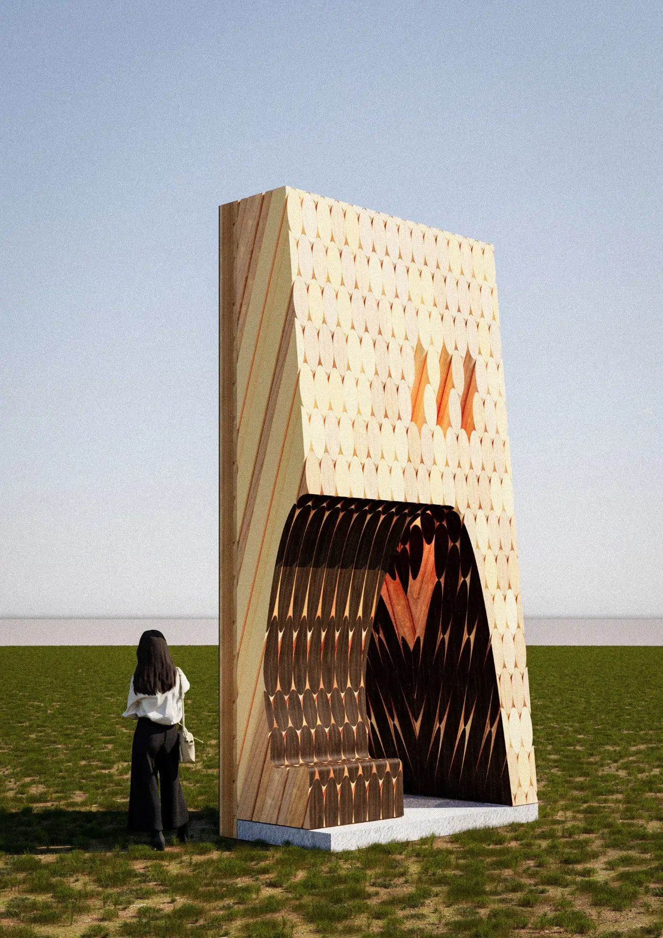 Render of Kéré Architecture's Wall of Public Life for the Seoul Biennale