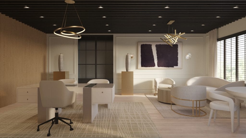 Luxury executive office interior design by Decorilla