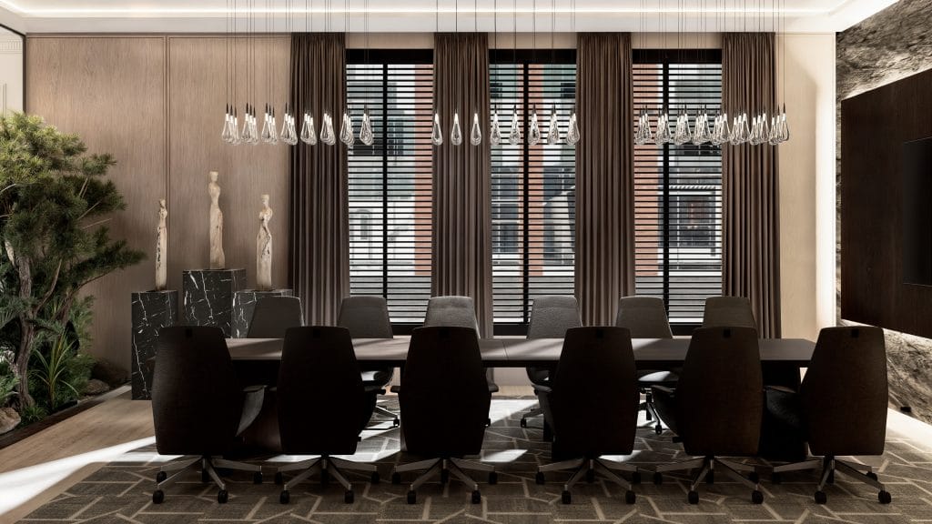 Upscale office and conference room design by Decorilla