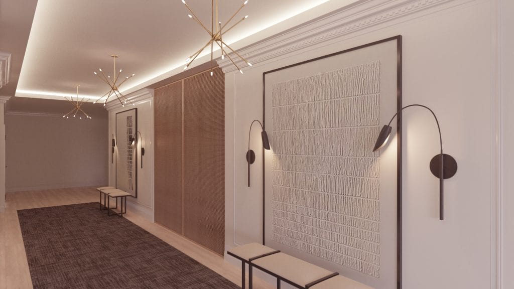 High-end small office design and corridor by Decorilla