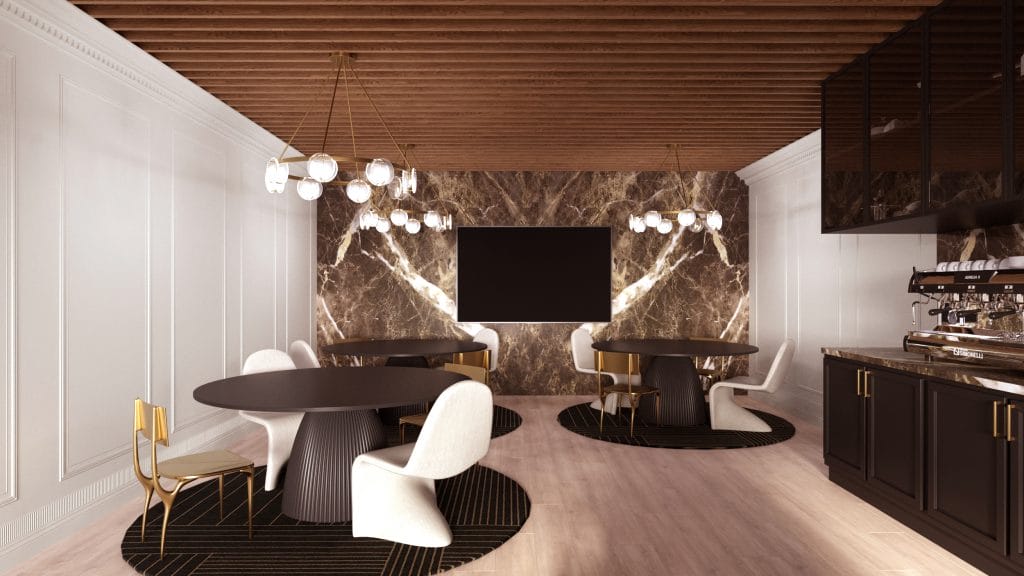 Upscale office design with a kitchen by Decorilla