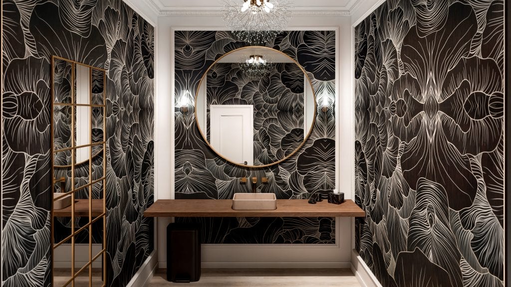 Upscale office bathroom design by Decorilla