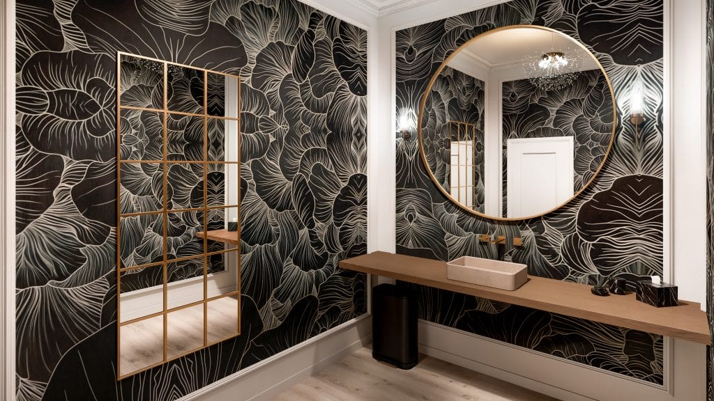 Public restroom as a part of an upscale office design by Decorilla