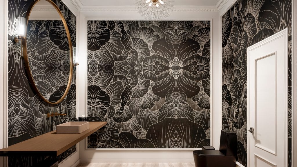 Elegant restroom in a software company by Decorilla